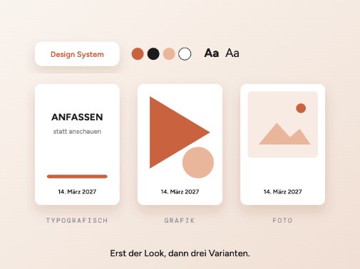 Claude Design mit Designsystem und drei Varianten