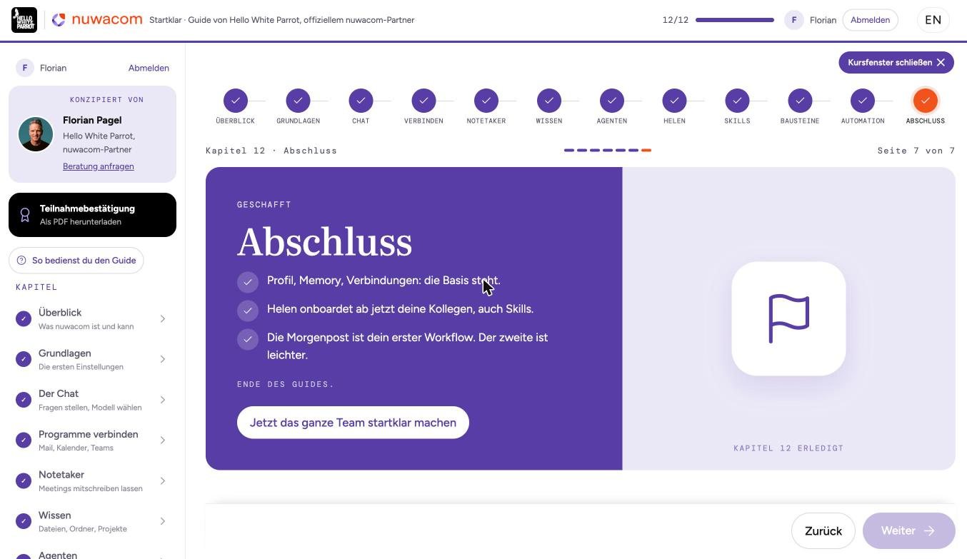 Abschlussseite des Guides