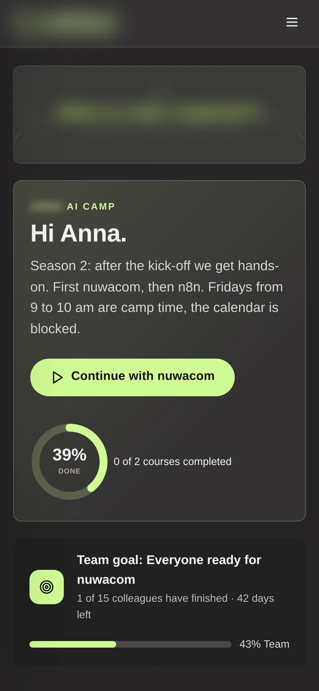 AI Camp home page on a smartphone