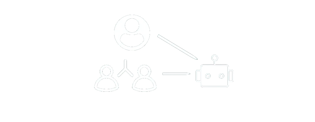 Mensch-Assistenten-Team: Menschen und ein KI-Assistent arbeiten zusammen